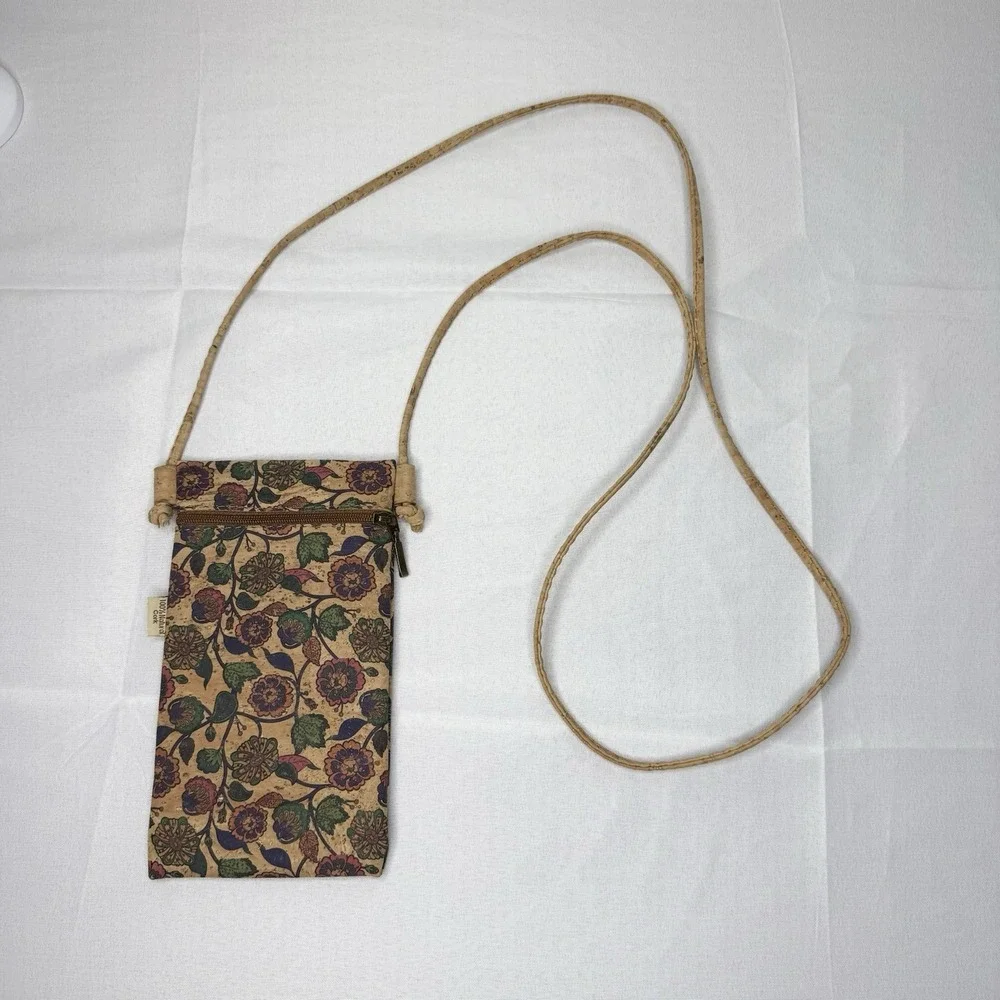 SK Cork Mini Floral Crossbody Purse Flowers Boho Zip Travel Lightweight Festival